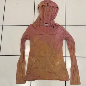 Girls 10-12 Pink Hooded fade out Top